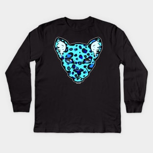 Cool Blue Leopard Kids Long Sleeve T-Shirt